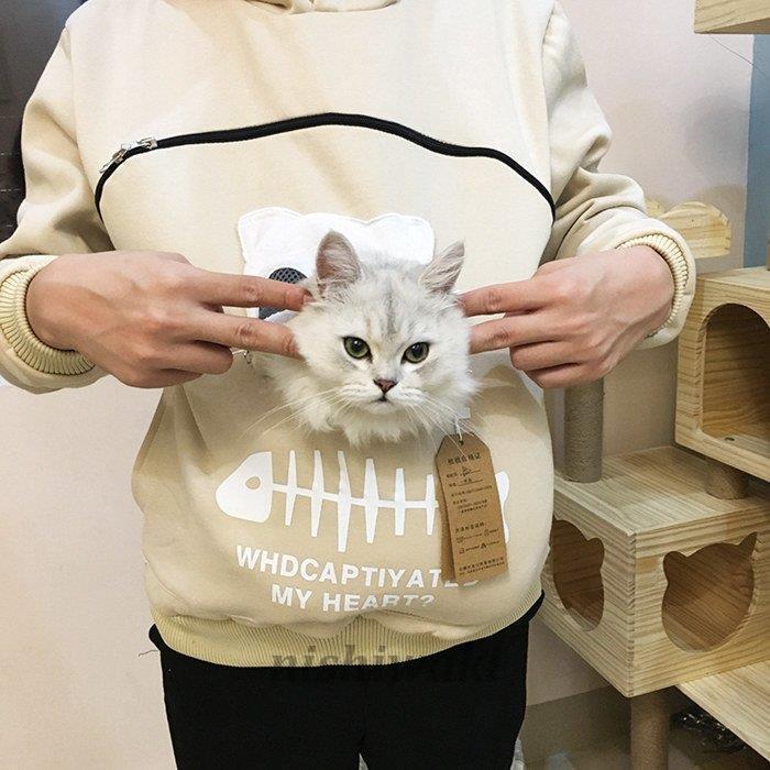 パーカー レディース 猫ポケット付き ペット用品 ペット入れ
