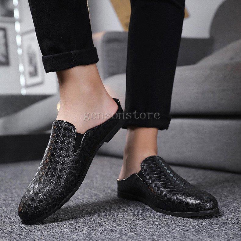 大きいサイズ ビジネスサンダル メンズ 革靴 かかとなし スリッパ サボサンダル ローファー 編み込み 紳士靴 軽量 オフィス 事務所 室内履き 春夏 バブーシュ Man 0118bqlb363 西脇通販 通販 Yahoo ショッピング