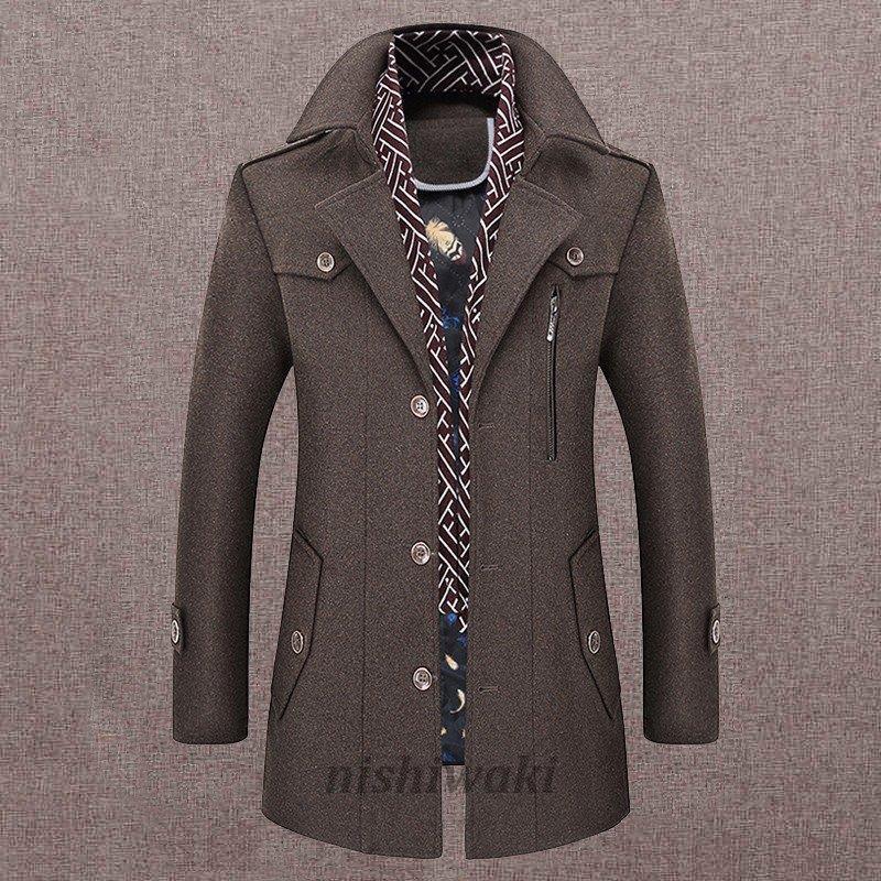 メンズ ビジネスコート おしゃれ ショールカラー 無地 チェスターコート ウールコート 厚手 秋 冬 トレンチコート ロング丈 ハーフコート スリム 紳士服