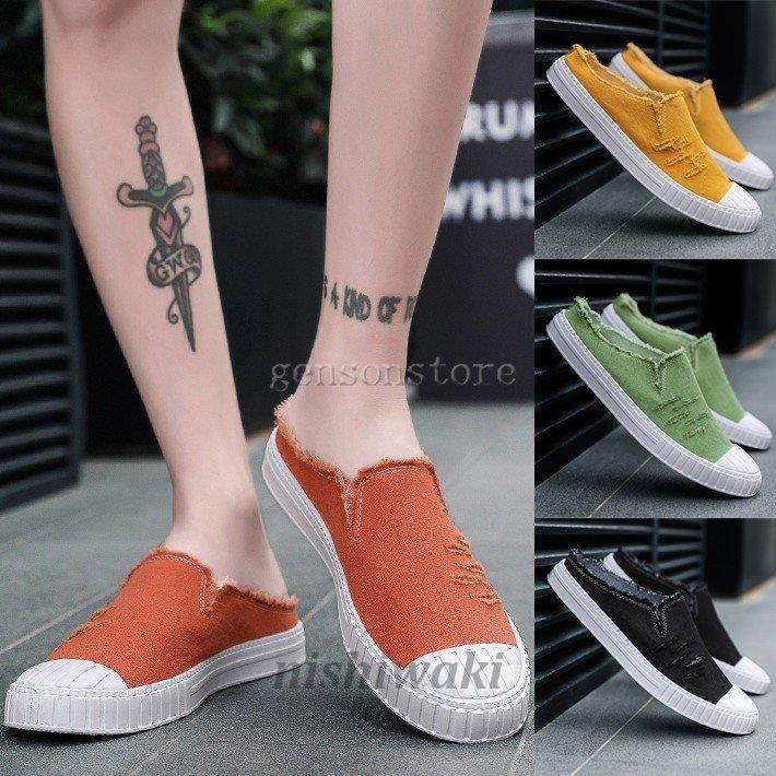 サボサンダル スリッポン かかとなし スニーカー メンズ キャンパススニーカー ダメージ加工 軽い 痛くない カジュアル ストリート スリッパ シンプル 韓国風 Man 0118bqlb922 西脇通販 通販 Yahoo ショッピング