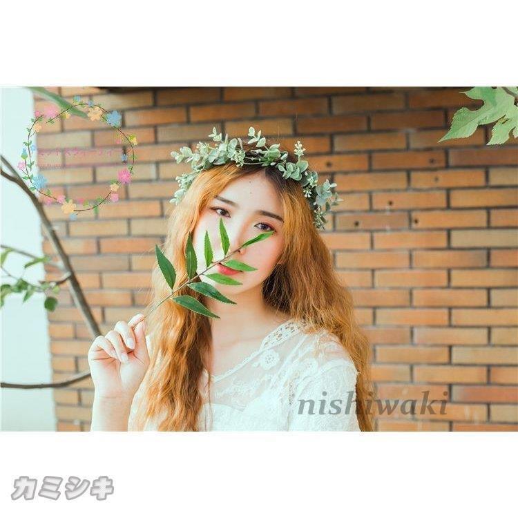 花冠 リーフ ウェディング ヘッドドレス 安い 花かんむり 花輪 シンプル ヘアアクセサリー 造花 髪飾り 花嫁 二次会 結婚式 森ガール ボヘミア 手作り キット｜nishiwaki｜04