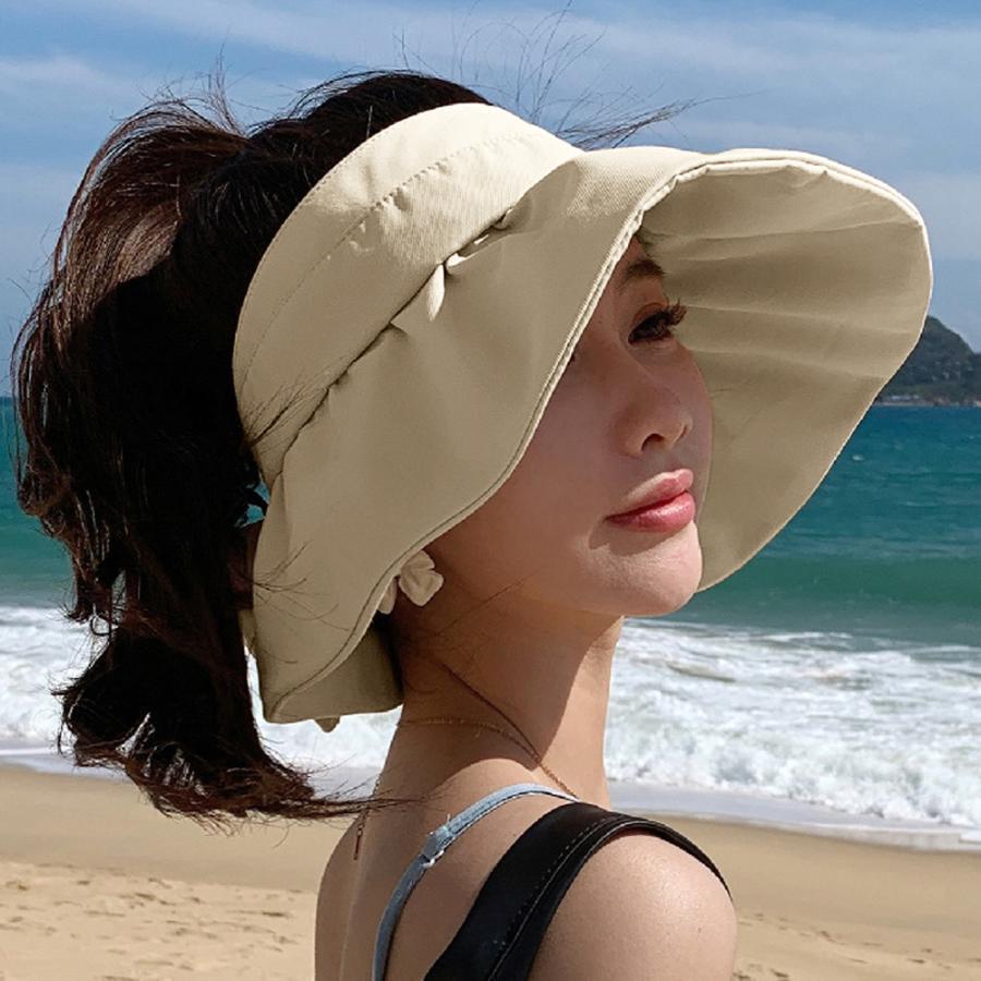 再入荷/予約販売! サンバイザー 小顔 UV対策帽子 韓国 財布、帽子、ファッション小物