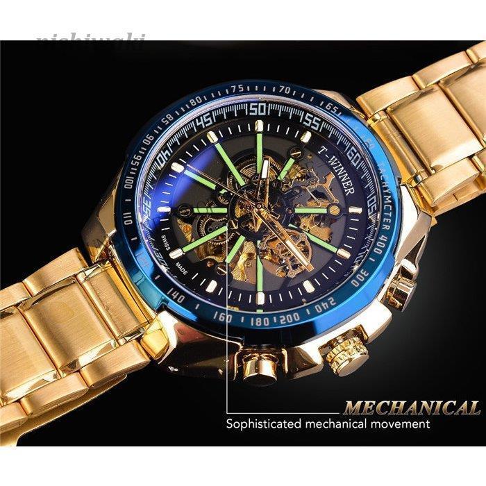 腕時計 メンズ 自動巻き 機械式  ムーブメント T-winner スケルトン パワーリザーブ 腕時計 プレゼント 高級 ブランド 日常生活防水 おしゃれ 就職｜nishiwaki｜02