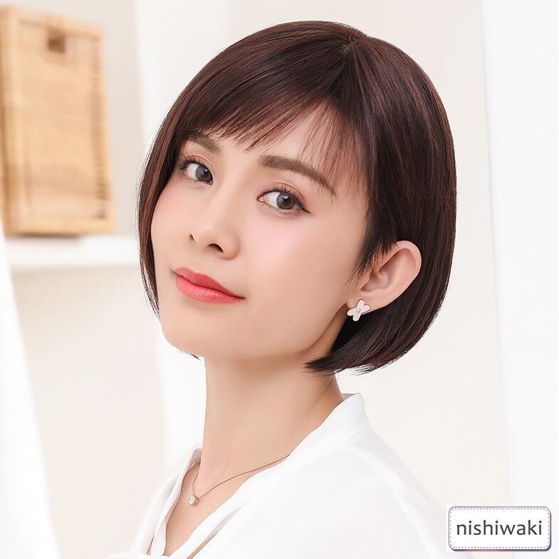 100%人毛ウィッグ 人毛ウィッグレディース ボブ ショート 女性 ミセス ママ 医療用 かつら モデル アイドル ヘアスタイル 級 WIG 簡単着用 自然 耐熱 100%人毛ウィッグ