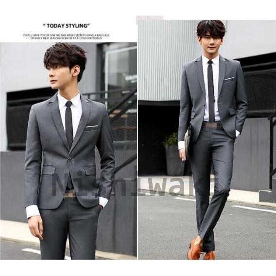 韓国風 メンズスーツ スリムスーツ フォーマル ビジネス 3点セット 