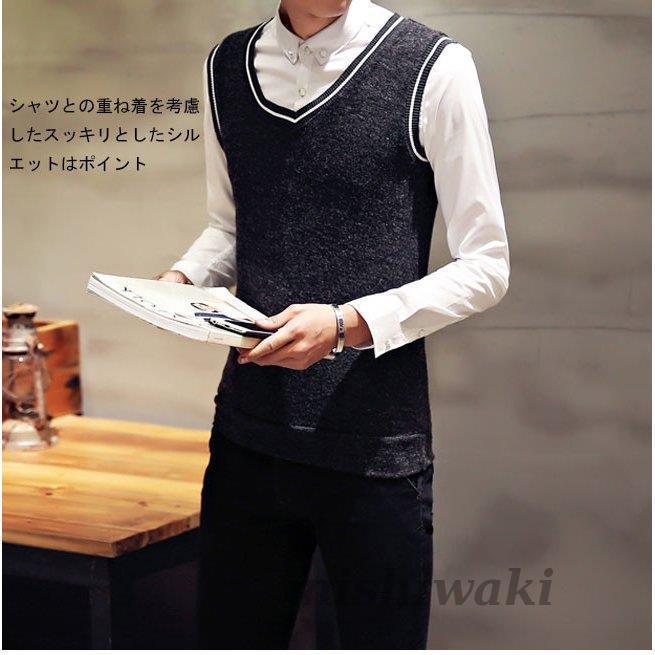 ニットベスト メンズニット メンズベスト Vネックニット スリムシルエット オフィスカジュアル 袖なし 春秋 Xtsf Nslbk487 西脇通販 通販 Yahoo ショッピング
