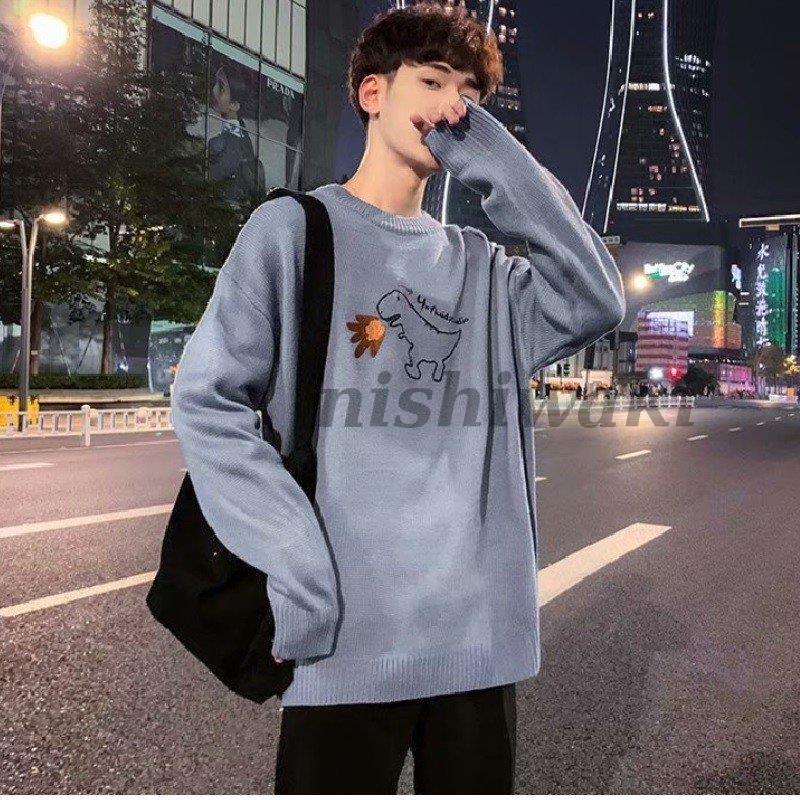 ファッション 夏 お店屋さん メンズ レディース クルーネック メンズセーター かわいい 恐竜 カジュアル 男女 ペアルック おソロコーデ シュール ダサ可愛い ゆるい K12kaznxn0 Minirunukevents Com