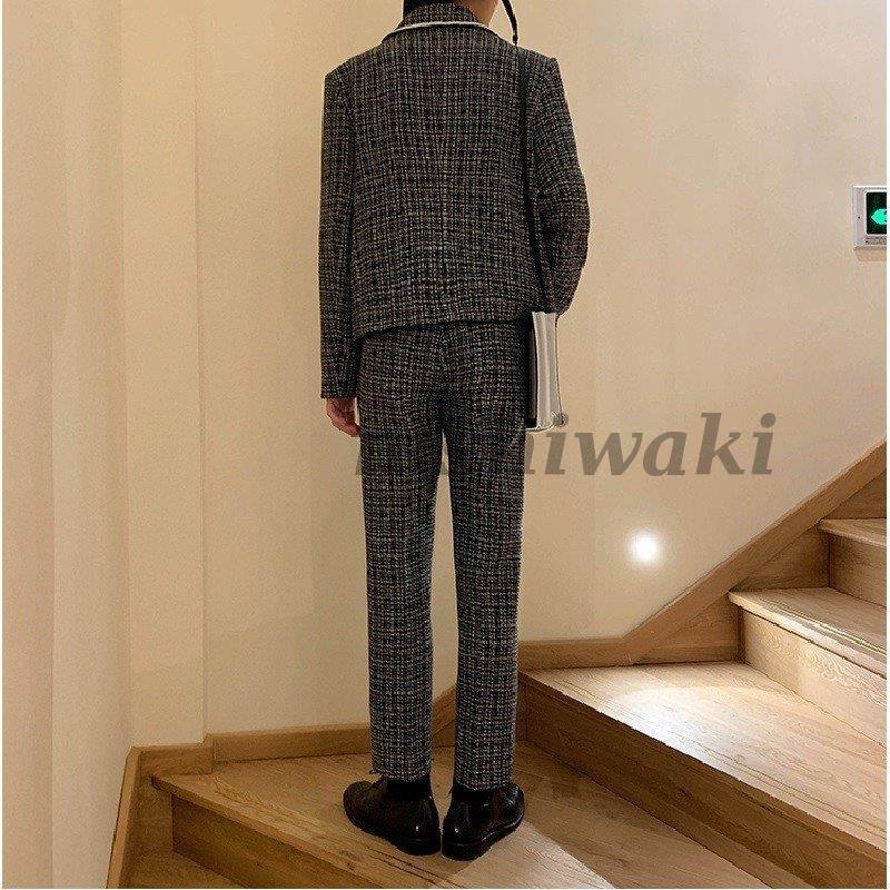メンズスーツ セットアップ 韓国 セット カジュアルスーツ ジャケット 古着系 スーツ パンツ 長袖 長ズボン 襟付き かっこいい おしゃれ Ygszb 0130wbk259 西脇通販 通販 Yahoo ショッピング