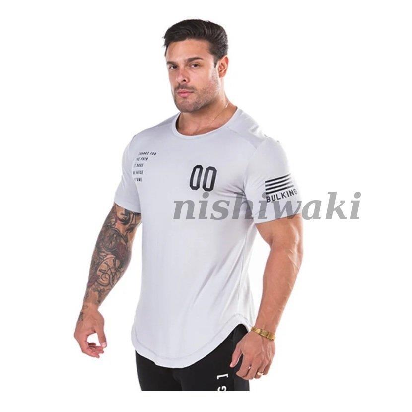 メンズ トレーニングウェア 半袖 Ｔシャツ スポーツウェア ジム ストレッチ スポーツシャツ 筋トレ フィットネス 速乾 吸汗 トップス｜nishiwaki｜13