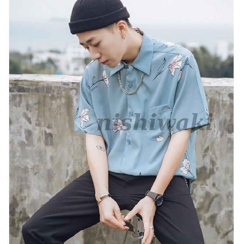 メンズ 夏 薄いシャツ シャツ 半袖 ５分丈 総柄 柄シャツ トップス 花柄 ボタン カジュアル ロング丈 ビックシルエット オーバーサイズ Ygszb 0130wbk52 西脇通販 通販 Yahoo ショッピング
