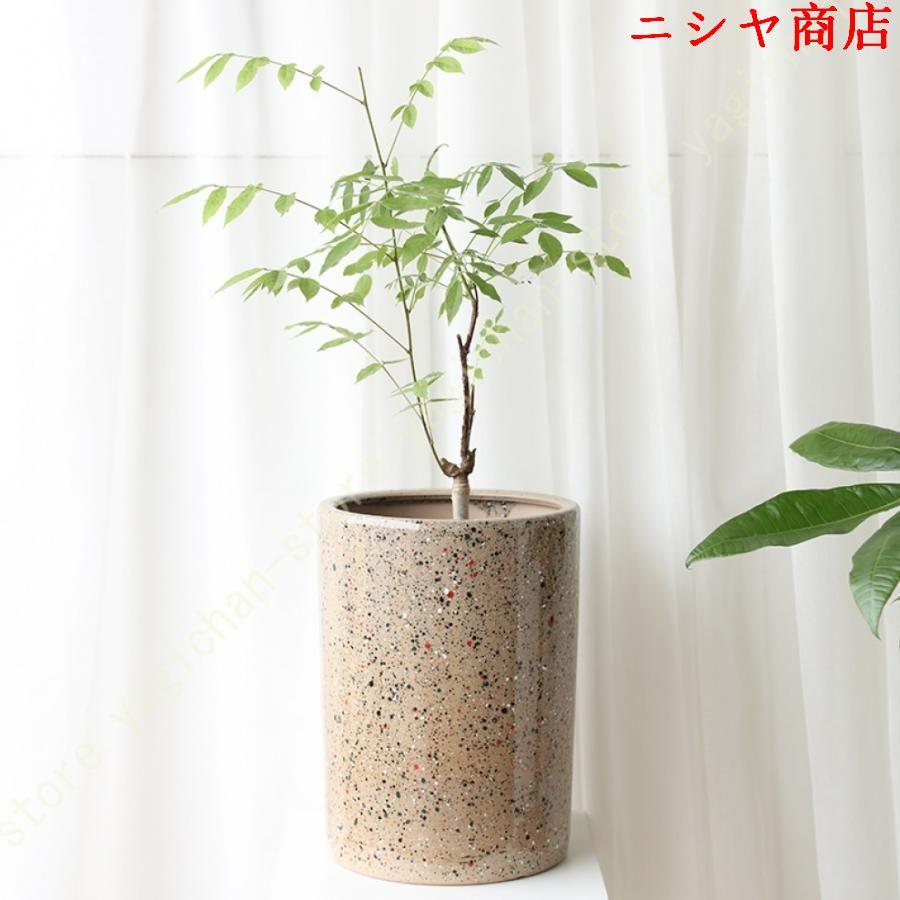 陶器製 盆栽鉢 ダークブラウン 大きめ　22号 陶器製 盆栽鉢 ダークブラウン 大きめ22号