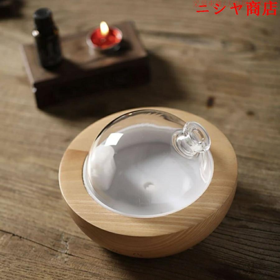 限り】加湿器 木製 丸ドーム アロマ ガラス 乾燥対策