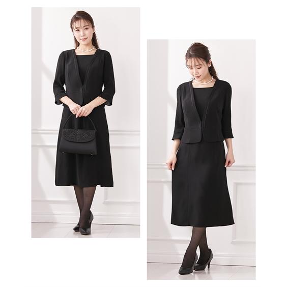 喪服 レディース ブラックフォーマル 礼服 ワンピース アンサンブル 洗える 前開き 40代 50代 大きいサイズ b0_3