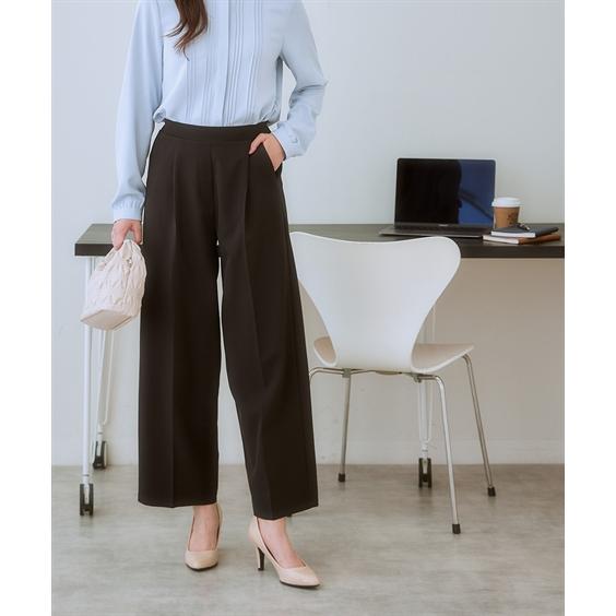 パンツ ワイドパンツ レディース きれいめ オフィス ダブルクロス