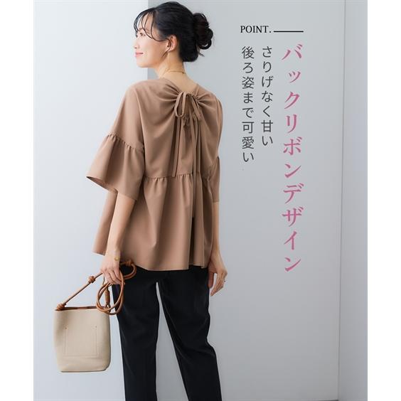 トップス レディース ブラウス バックリボンデザイン チュニック 