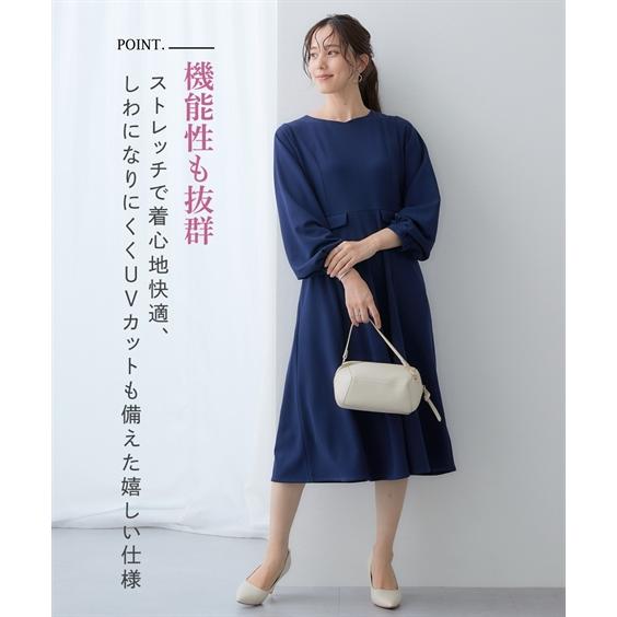 ワンピース レディース 袖ボリューム ストレッチ しわになりにくい UV