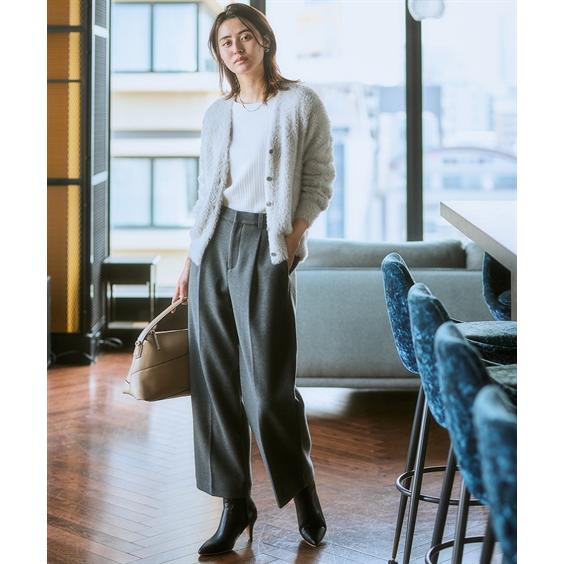 スーツ レディース パンツ ストレート ウール調 冬 通勤 オフィス