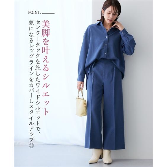レディース スーツ パンツ オフィス ビジネス 通勤 シャンブレー