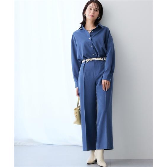 レディース スーツ パンツ オフィス ビジネス 通勤 シャンブレー