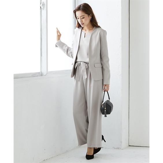 レディース パンツスーツ ブラウス付 ワイドパンツ 送料無料 S 8l 洗える ノーカラー 3点セット 春夏秋 ニッセン S0 ドビー織 入学式 卒業式 Zzy4ga0336 7days Life Styling By Nissen 通販 Yahoo ショッピング