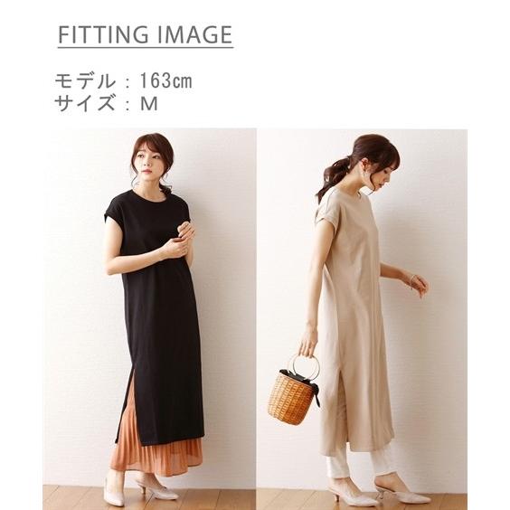 ワンピース レディース ロング丈 ワンピース きちんと感 M L 細見え フレンチ袖 しっかり素材 ニッセン Zzy4gb0068 7days Life Styling By Nissen 通販 Yahoo ショッピング