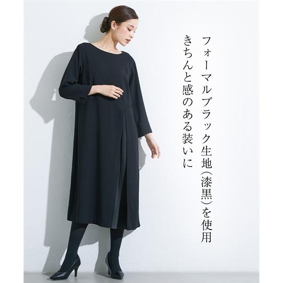 喪服 礼服 ブラックフォーマル レディース ワンピース ロング丈 送料無料 洗える M-8L プリーツ 大きいサイズ 春夏秋 ニッセン s0