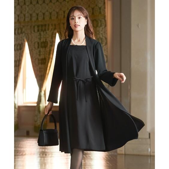 ブラックフォーマル　前開き　ワンピース　ニッセン ニッセン 喪服 礼服 ワンピース レディース ブラックフォーマル