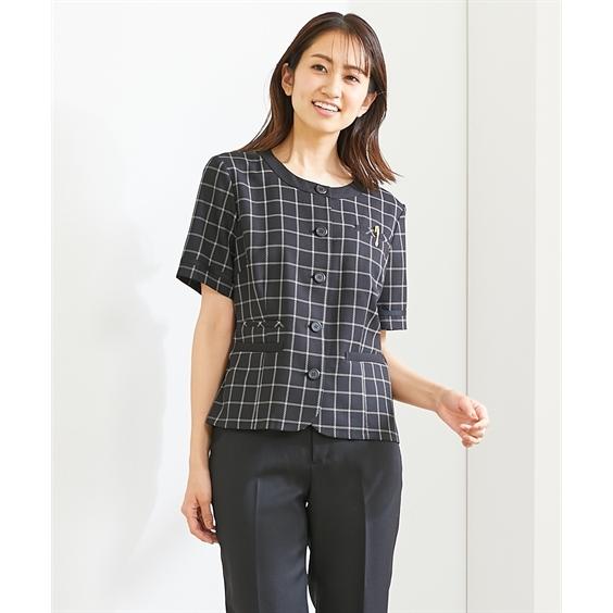 ニッセン 事務服 制服 ノーカラー オーバーブラウス レディース ニッセン 事務服 制服 ノーカラー オーバーブラウス レディース