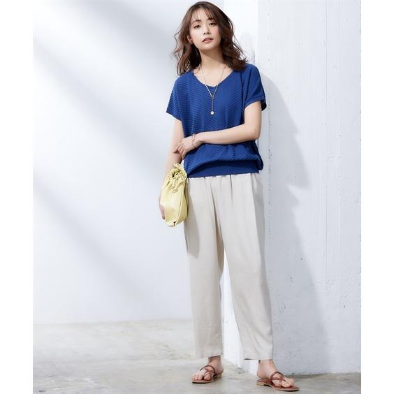 【美品✨】FRAMeWORK ハイツイストCミラノリブVネックＴ　春夏　洗える ニッセン トップス リブニット 遮熱 UVカット Vネック 半袖