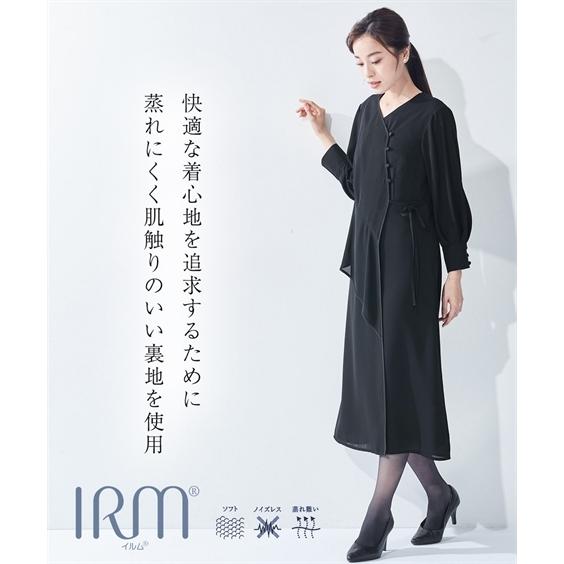 喪服 礼服 レディース ブラックフォーマル ワンピース 大きいサイズ 夏用 前開き 洗える 日本製生地 S-8L アシメ切替 ニッセン b0 冠婚葬祭 喪服