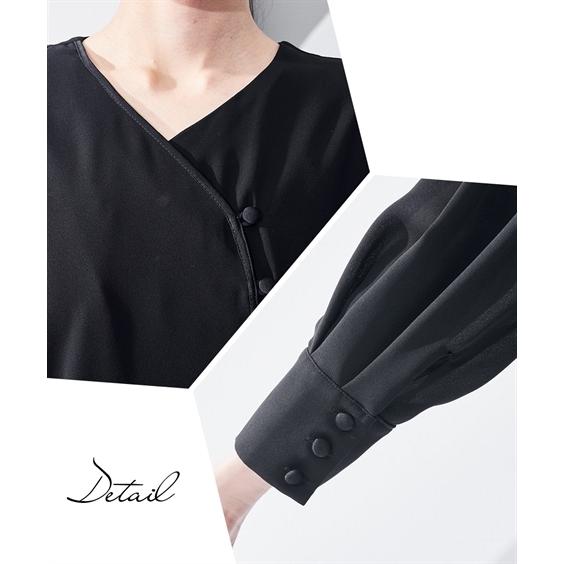 喪服 礼服 レディース ブラックフォーマル ワンピース 大きいサイズ 夏用 前開き 洗える 日本製生地 S-8L アシメ切替 ニッセン b0 冠婚葬祭 喪服