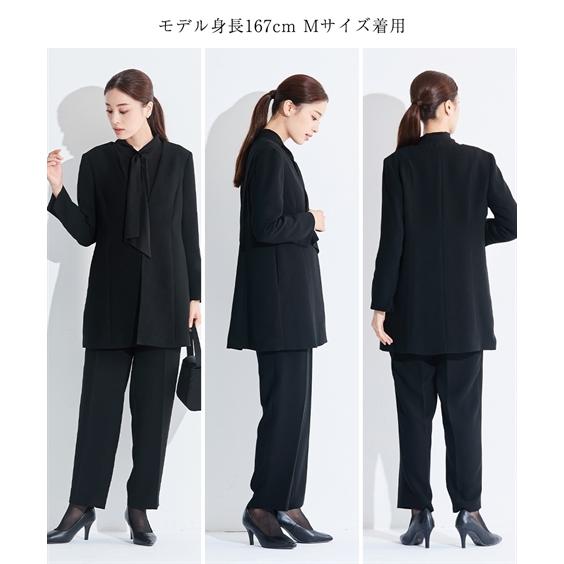 喪服 レディース ブラックフォーマル 礼服 パンツスーツ 3点セット S-8L 洗える 防しわ 日本製生地 ロング丈 ドレープ ブラウス セットアップ｜nissen7days｜15