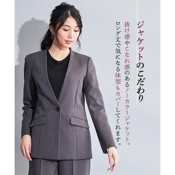 新品☆5L黒系無地ウール調ロングジャケット＆ワイドパンツスーツ♪洗える☆r464 新品☆5L黒系無地ウール調ロングジャケット＆ワイドパンツスーツ