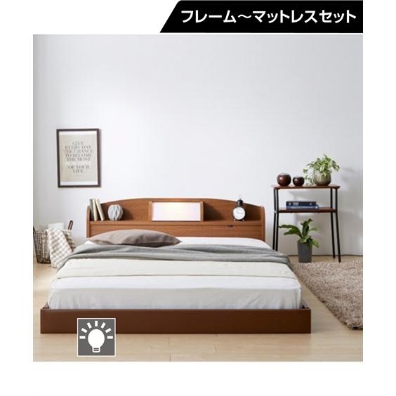 日本初の ベッド 宮 nissen ニッセン ダブルポケットコイルマット付 付き合皮張りロー 照明 その他ベッド、マットレス