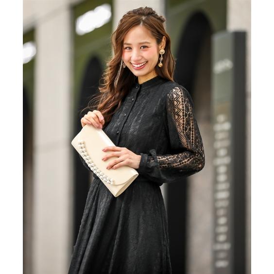 ドレス パーティー レディース 前開き ボタン スタンドカラー 総レース ワンピース 結婚式 二次会 お呼ばれ対応 S M L ニッセン Nissen Zzy4319a5472 ニッセンyahoo 店 通販 Yahoo ショッピング