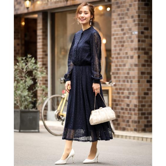 ドレス パーティー レディース 前開き ボタン スタンドカラー 総レース ワンピース 結婚式 二次会 お呼ばれ対応 S M L ニッセン Nissen Zzy4319a5472 ニッセンyahoo 店 通販 Yahoo ショッピング