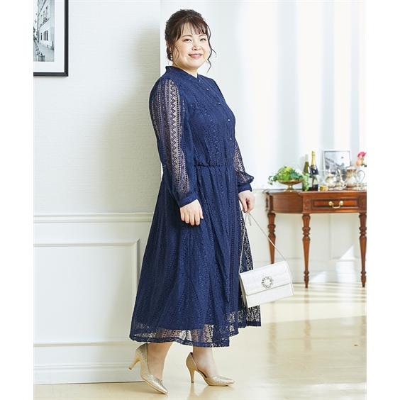 ドレス パーティー レディース 前開き ボタン スタンドカラー 総レース ワンピース 結婚式 二次会 お呼ばれ対応 S M L ニッセン Nissen Zzy4319a5472 ニッセンyahoo 店 通販 Yahoo ショッピング
