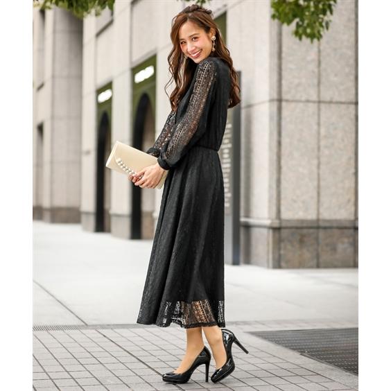 ドレス パーティー レディース 前開き ボタン スタンドカラー 総レース ワンピース 結婚式 二次会 お呼ばれ対応 S M L ニッセン Nissen Zzy4319a5472 ニッセンyahoo 店 通販 Yahoo ショッピング