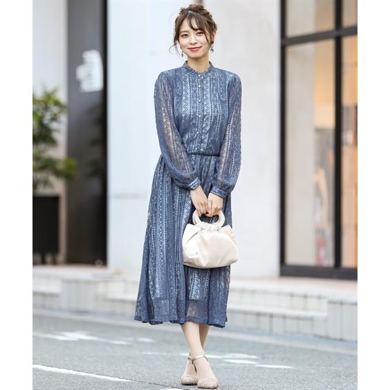 ドレス パーティー レディース 前開き ボタン スタンドカラー 総レース ワンピース 結婚式 二次会 お呼ばれ対応 S M L ニッセン Nissen Zzy4319a5472 ニッセンyahoo 店 通販 Yahoo ショッピング