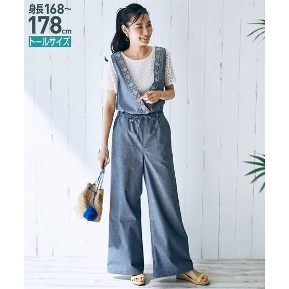 パンツ トールサイズ レディース 刺しゅう入り オールインワン Ll 3l ニッセン Zzy4319c0781 ニッセンyahoo 店 通販 Yahoo ショッピング