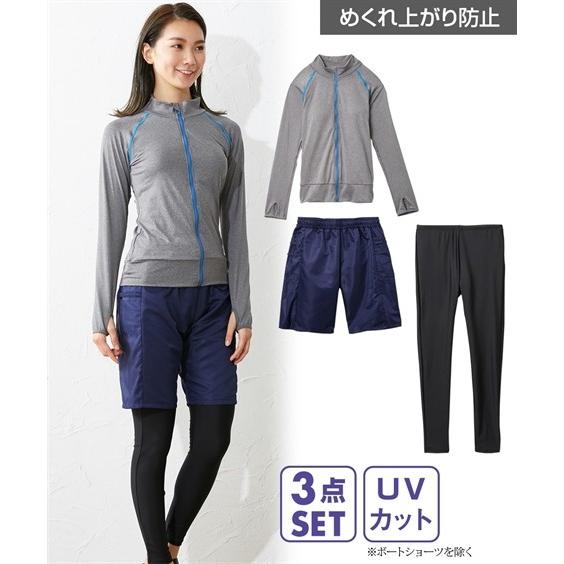 安い 水着 レディース ラッシュガード ボード ショーツ 付 3点セット スポーツウェア L Ll 3l ニッセン Nissen 激安特価 Iniciatupyme Cl
