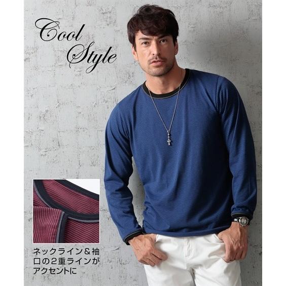 Tシャツ カットソー 大きいサイズ カジュアル メンズ 細ボーダー 長袖 トップス 3l 4l 5l ニッセン Nissen Zzy4319e1592 ニッセンyahoo 店 通販 Yahoo ショッピング