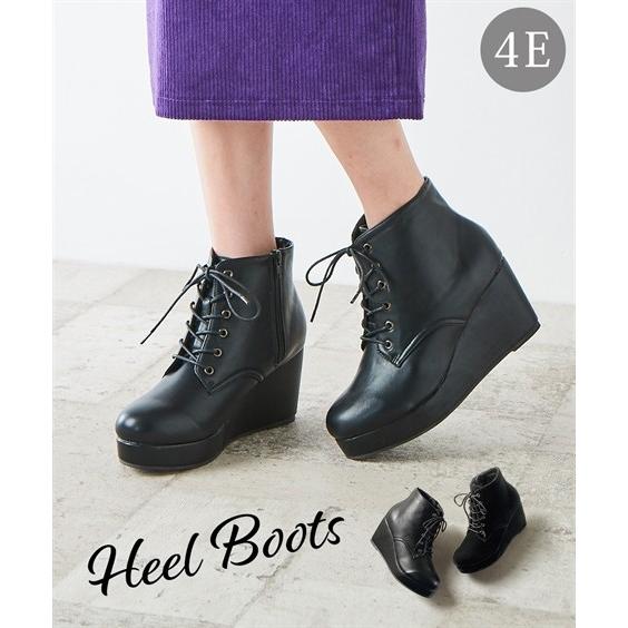 大きいサイズ レディース レース アップ ウェッジ ショート ブーツ 低反発中敷 ワイズ4e 靴 25 0 25 5cm ニッセン Nissen Zzy4319e2222 ニッセンyahoo 店 通販 Yahoo ショッピング