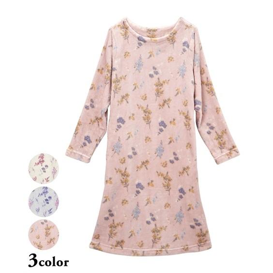 パジャマ トップス レディース 花柄フリースルーム ワンピース ルームウエア M L ニッセン Nissen Zzy4319e3036 ニッセンyahoo 店 通販 Yahoo ショッピング