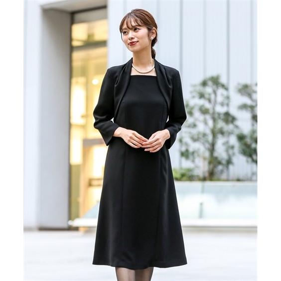 レディース 礼服 喪服 洗える 防しわ加工 アンサンブル風 デザイン ワンピース オールシーズン 対応 有 ブラック フォーマル M L ニッセン Nissen Zzy4319e5241 ニッセンyahoo 店 通販 Yahoo ショッピング