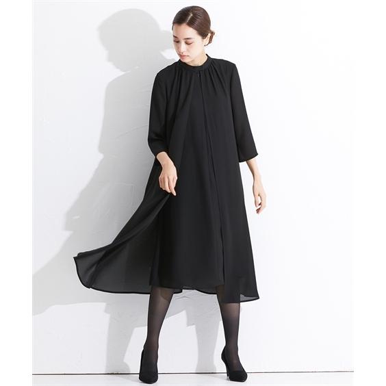 喪服 ワンピース レディース ブラックフォーマル 礼服 洗える防しわ加工 前開き スタンド カラー デザイン オールシーズン ブラック M L ニッセン Nissen Zzy4319e5458 ニッセンyahoo 店 通販 Yahoo ショッピング