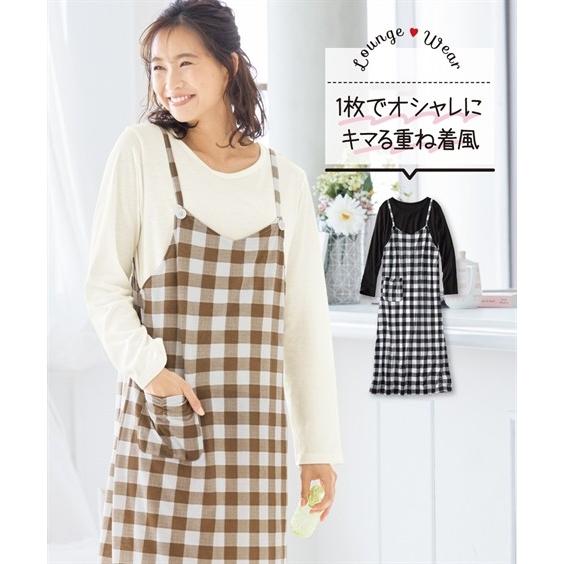 パジャマ トップス 大きいサイズ レディース 重ね着風 ルーム ワンピース ルームウエア 4l 5l 6l ニッセン Zzy43a1261 ニッセンyahoo 店 通販 Yahoo ショッピング