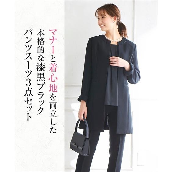 レディース お洒落に体型 カバー 便利な ブラウス 付 ロング丈 ジャケット ストレッチ パンツ スーツ 3点セット ブラック フォーマル S M L ニッセン Zzy43a2125 ニッセンyahoo 店 通販 Yahoo ショッピング