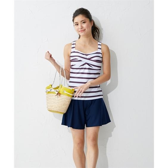水着 レディース ボーダー タンキニ 3点セット S M ニッセン Zzy43a5509 ニッセンyahoo 店 通販 Yahoo ショッピング