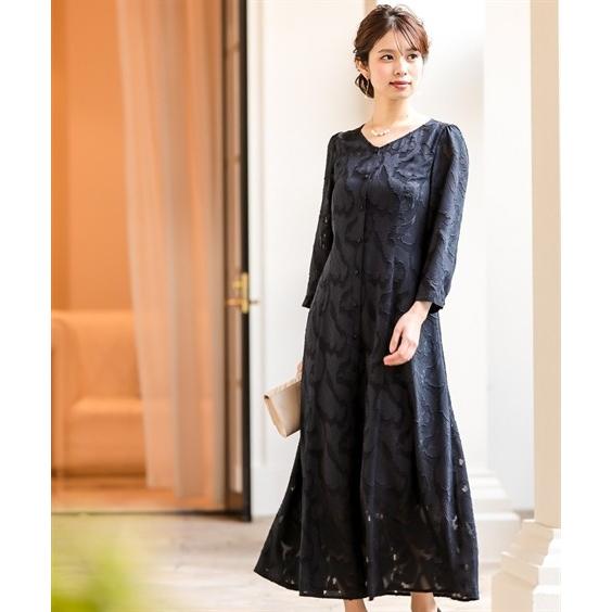 ドレス パーティー レディース 日本製 カットジャガード ペイズリー 前開き ワンピース 結婚式 二次会 お呼ばれ対応 フォーマル 披露宴 M L ニッセン Nissen Zzy43a5640 ニッセンyahoo 店 通販 Yahoo ショッピング